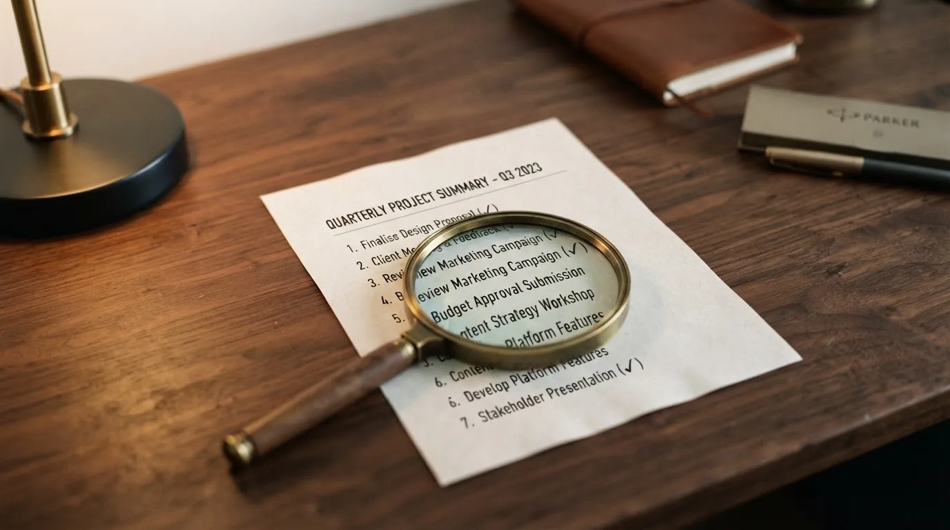 A magnifying glass rests over a printed regulatory certificate on a wooden desk.