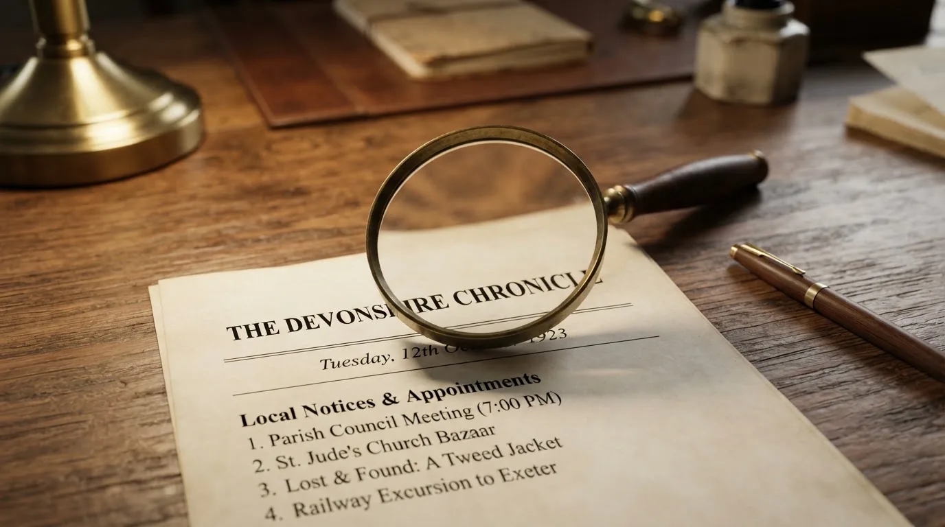A magnifying glass rests over a printed regulatory certificate on a wooden desk.