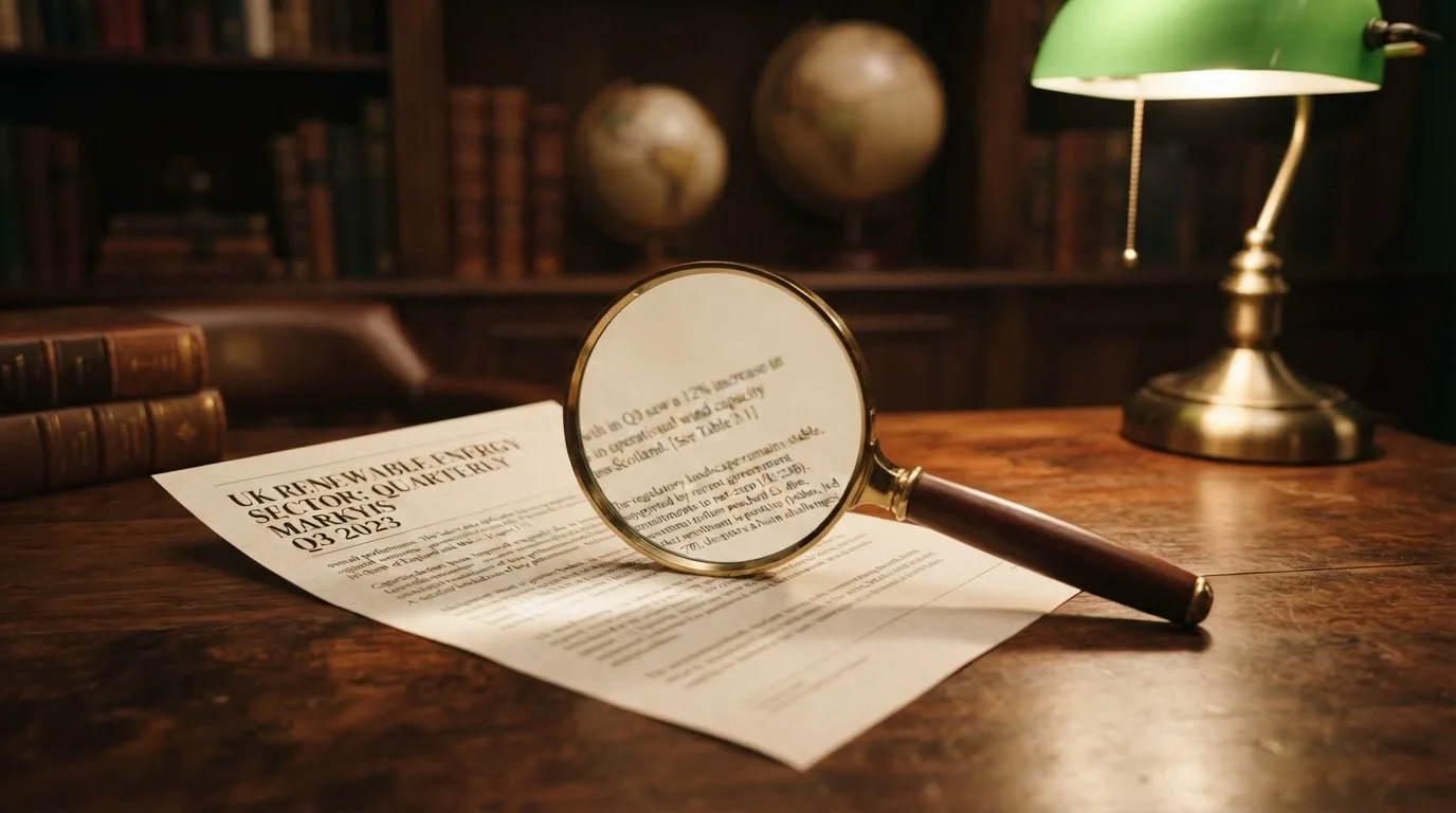 A magnifying glass rests over a printed regulatory certificate on a wooden desk.