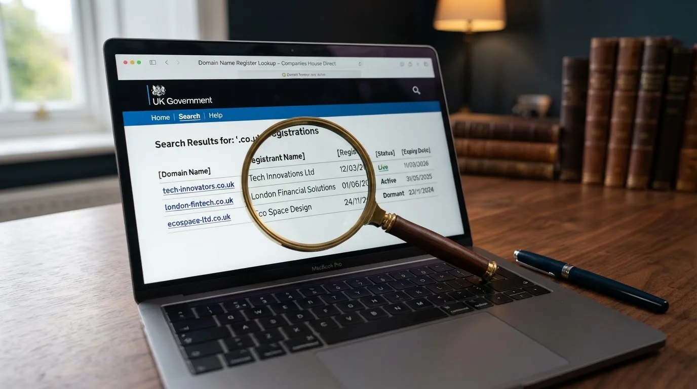 A magnifying glass rests over a printed regulatory certificate on a wooden desk.